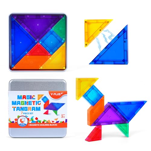 YPLUS Tangram Magnetisch – Neugierig machendes und unterhaltsames Reisespiel für Kinder ab 4, IQ Spiele, Flugzeug-Gadgets, perfektes Mitgebsel, sicher und leicht tragbar von Y-Plus