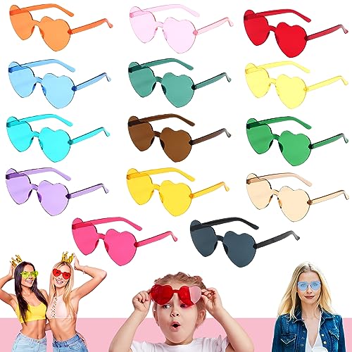 14er Party Brille Herz farbige Sonnenbrille,Hippie Brille,Andlose Sonnenbrille,Festival Brille Lustige Partybrillen für Kinder Erwachsene Fasching Foto Requisiten Halloween Fasching Geburtstagsfeier von YAAVAAW