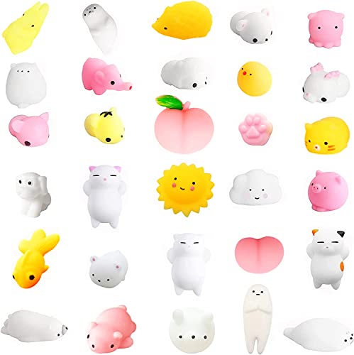 30 Stück Quetsch-Spielzeug Moji Fidget Toy, Mini Animal Squishy Toys Pack, Mochi Squishies Party Taschen Filler für Mädchen & Jungen, Kawaii Cute Soft Toys Stress Squeeze von YAAVAAW