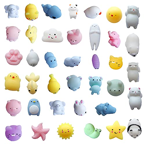 Mochi Squishy Spielzeug für Partytütenfüller, 40 Stück Moochies Squishy Tiere Mini Moji Fidget Spielzeug Kleine Mochi Squishes Toys Fidget,Kleine Preise Tütenfüller für Kinder Mädchen Jungen Party von YAAVAAW