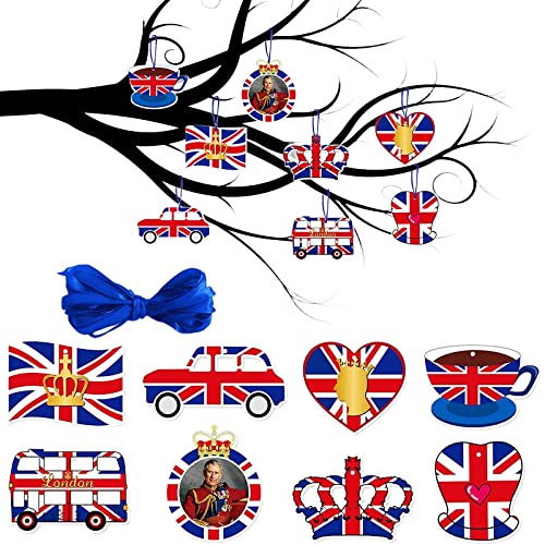 Union Jack Kuchendekorationen, Union Jack Flagge, Cupcake-Topper, Cocktail-Sticks, Union Jack Kings Krönung, hängende Anhänger, 8 Stück UK-Flagge, hängende Ornamente von YAAVAAW