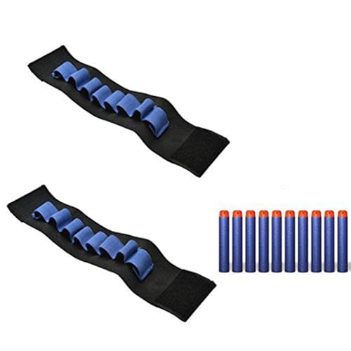 YAAVAAW 2 x Bandolier-Handschlaufe + 50 x 7,2 cm blaue Nachfüllpfeile X Shots Schaumstoff-Darts für Nerf N-Strike Elite Serie Blaster Kinder Nerf Toy Gun Bullets Darts Nachfüllpackung von YAAVAAW