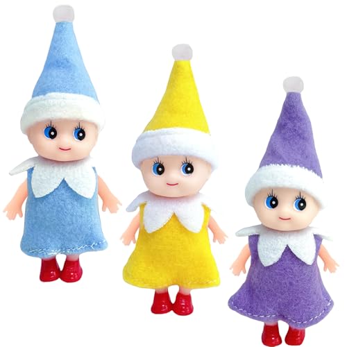 3 Stück Weihnachtselfen Puppe für Jungen Mädchen Kinder,Santa Mini Elfen Weihnachtspuppen Tiny Baby Elf Puppe,Weihnachts Kleine Elf Figuren Baby Elfen Puppe Geschenk für Weihnachtsstrümpfe Stuffers von YAAVAAW