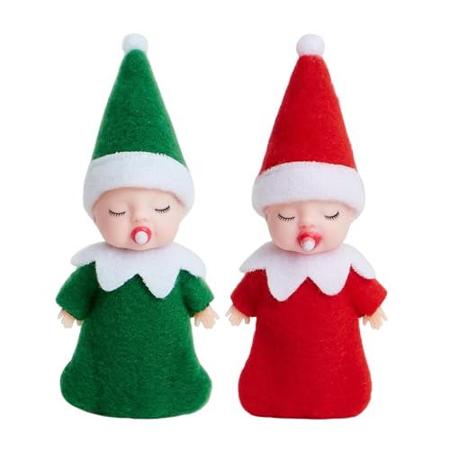 2 Stück Weihnachtselfen Puppe für Jungen Mädchen Kinder,Santa Mini Elfen Weihnachtspuppen Tiny Baby Elf Puppe,Weihnachts Kleine Elf Figuren Baby Elfen Puppe Geschenk für Weihnachtsstrümpfe Stuffers von YAAVAAW