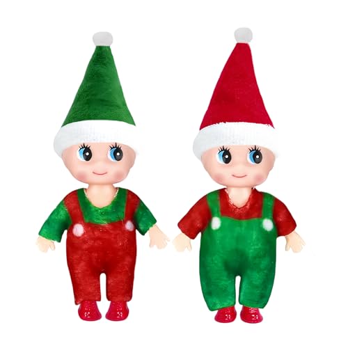 2 Stück Weihnachtselfen Puppe für Jungen Mädchen Kinder,Santa Mini Elfen Weihnachtspuppen Tiny Baby Elf Puppe,Weihnachts Kleine Elf Figuren Baby Elfen Puppe Geschenk für Weihnachtsstrümpfe Stuffers von YAAVAAW