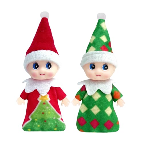 2 Stück Weihnachtselfen Puppe für Jungen Mädchen Kinder,Santa Mini Elfen Weihnachtspuppen Tiny Baby Elf Puppe,Weihnachts Kleine Elf Figuren Baby Elfen Puppe Geschenk für Weihnachtsstrümpfe Stuffers von YAAVAAW