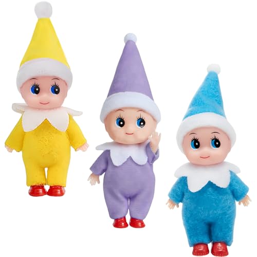 3 Stück Weihnachtselfen Puppe für Jungen Mädchen Kinder,Santa Mini Elfen Weihnachtspuppen Tiny Baby Elf Puppe,Weihnachts Kleine Elf Figuren Baby Elfen Puppe Geschenk für Weihnachtsstrümpfe Stuffers von YAAVAAW