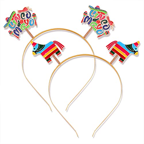 YAHPERN Cinco De Mayo Stirnbänder für Frauen, Fiesta Pinata Sombrero Hut Haarband mexikanischer Urlaub Kopfbedeckung Cinco De Mayo Party Schmuck Geschenke (Fiesta A) von YAHPERN