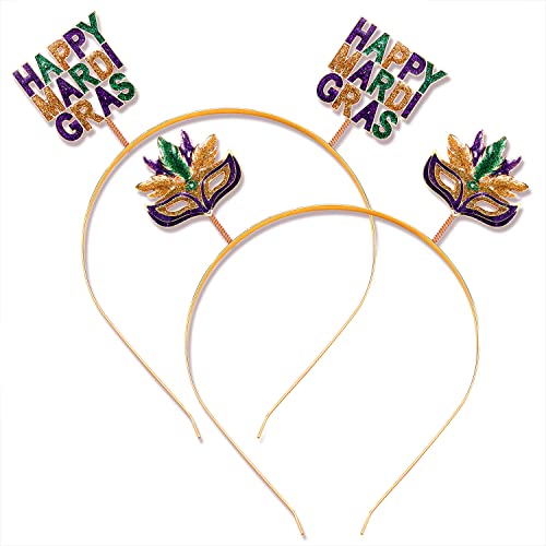 YAHPERN Mardi Gras Stirnbänder für Frauen, Maske Fleur de Lis Haarband Fat Tuesday Karneval Kopfbedeckung Karneval Paraden Party Schmuck Geschenke von YAHPERN