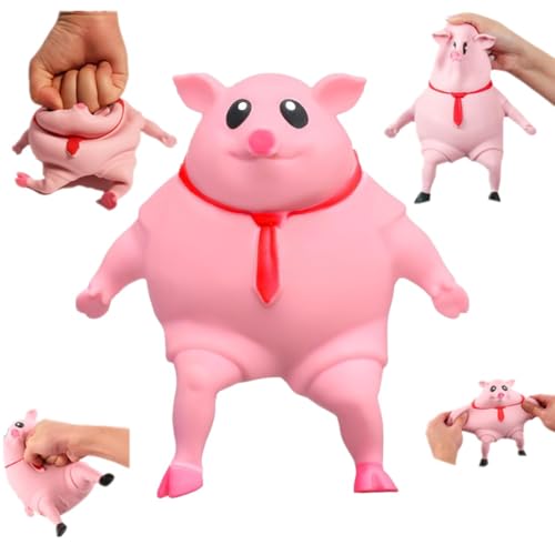 YAIY Stress Schwein Anti Stress Spielzeug, Rosa, Kreatives Schwein, Squishy Squeeze Toy für Erwachsene und Kinder (200g, 9x9cm) von YAIY