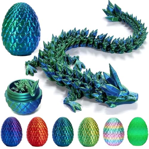 YAIY 3D Magnetische Drachenei mit Drache, Magnetische Drache im Ei, Überraschungs Magnetische Drachenei Figuren, 3D Gedruckter Beweglicher Drachen Spielzeug Ostern Geschenke für Kinder (Green) von YAIY