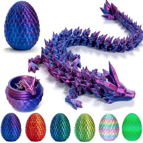 YAIY 3D Magnetische Drachenei mit Drache, Magnetische Drache im Ei, Überraschungs Magnetische Drachenei Figuren, 3D Gedruckter Beweglicher Drachen Spielzeug Ostern Geschenke für Kinder (Purple) von YAIY