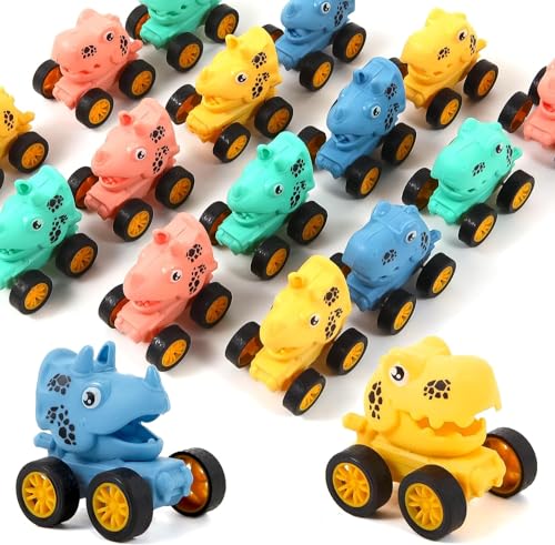 Dinosaurier Spielzeugautos Zurückziehen, 12 Stück Dino Aufziehauto Kinder Spielzeugauto für Kinder Auto Spielzeug Fahrzeuge Klein, Reibungsbetriebene Autos Kinderspielzeug für Jungen Mädchen Kinder von YAJIMAOY