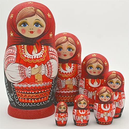 YAKELUS Matroschkas Stücken handgemacht Das Lindenholz Geschenk Spielzeug Matruschka Russian Nesting Dolls professione 002lle Matrjoschka-Marke (7011(7piece)) von YAKELUS