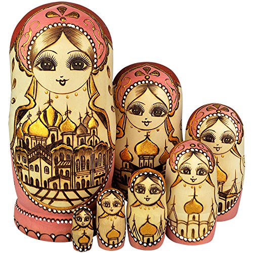 YAKELUS professionelle Matrjoschka-Marke 7 Stücken Matroschka, Matruschka, Matrjoschka,Russian Nesting Dolls,7-TLG handgemacht Das Lindenholz Geschenk Spielzeug 0707 von YAKELUS