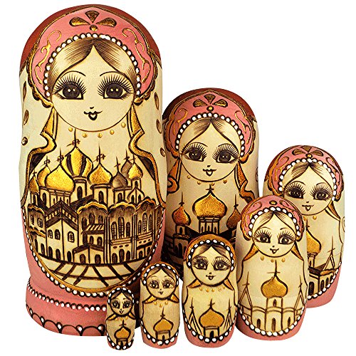 YAKELUS professionelle Matrjoschka-Marke 7 Stücken Matroschka, Matruschka, Matrjoschka,Russian Nesting Dolls,7-TLG handgemacht Das Lindenholz Geschenk Spielzeug 0707 von YAKELUS