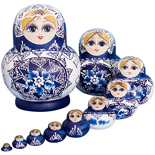 YAKELUS professionelle matroschkas-Marke matroschka für Kinder matroschka Puppen babuschka Puppen matroschka 10 teilig matrjoschka Matruschka Figuren Russian Nesting Dolls1070 von YAKELUS