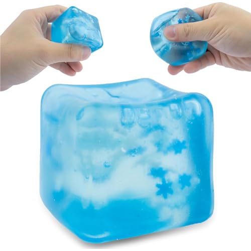 YALiya Eiswürfel-Squishy-Spielzeug Stress Balls Würfel-Stressball Ice Cube Sensory Balls Transparenter TPR-Eisblock Schöner Würfel Antistressball,für Jungen-Mädchen,Mitgebsel Kindergeburtstag von YALiya