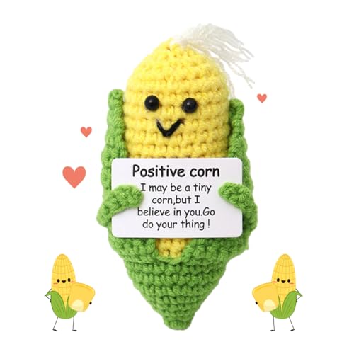 YALiya Lustiges Positives Sorghum, Mini Cute Crochet Sorghum mit Positiver Karte, Emotionale Unterstützung Geschenk, Positive Geschenke, Positive Affirmation Geschenke, Viel Glück Sorghum Geschenke von YALiya