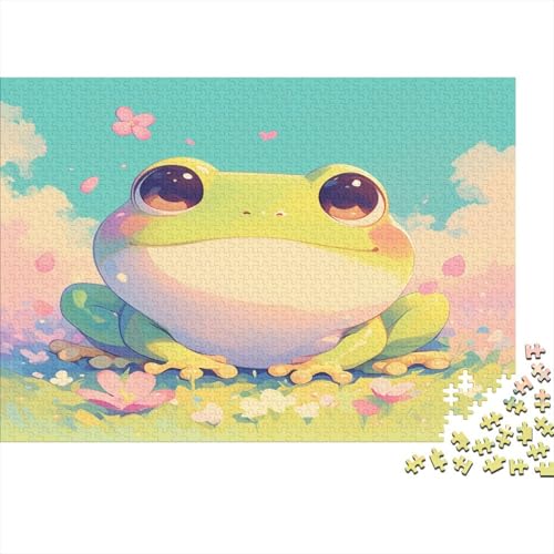 A Cute Frosch 1000 Stück Holzpuzzles Kniffel Spaß Für Die Ganze Familie Interessante Tiere Handgefertigte DIY-Anpassung Puzzle-Geschenk Familiendekorationen 1000pcs (75x50cm) von YAMABAIHUO