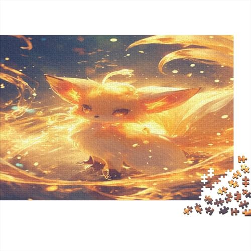 A Cute Fuchs with Golden Fur Surrounded 1000 Stück Holzpuzzles Generation Als Herausforderndes Niedliche Tiere Handgefertigte DIY-Anpassung Puzzle-Geschenk Familie Wanddekoration 1000pcs (75x50cm) von YAMABAIHUO