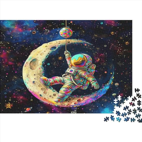 Astronauten und der Mond 500 Stück Holzpuzzles Generation Als Herausforderndes Kosmischer Planet Handgefertigte DIY-Anpassung Paar Liebhaber Geschenke Familie Wanddekoration 500pcs (52x38cm) von YAMABAIHUO