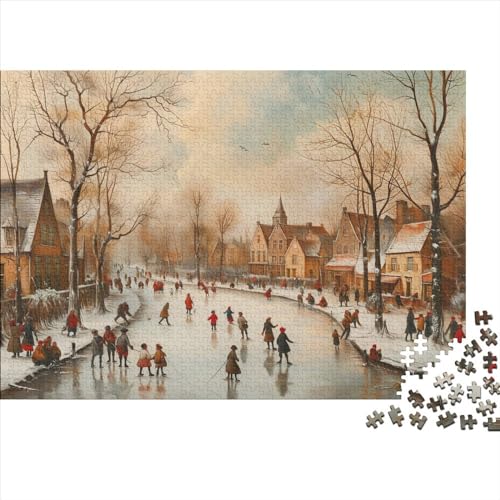 Auf dem EIS und Kanälen Schlittschuhlaufen 1000 Stück Holzpuzzles Abbauen Familien Winterspiele Handgefertigte DIY-Anpassung Geburtstag Geschenke Familiendekorationen 1000pcs (75x50cm) von YAMABAIHUO