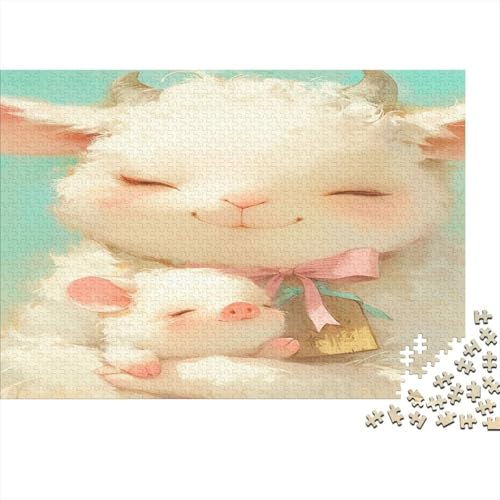 Big Schafe Embraces Cute Floret Pig Cub 1000 Stück Holzpuzzles Generation Als Herausforderndes Interessante Tiere Handgefertigte DIY-Anpassung Puzzle-Geschenk Familiendekorationen 1000pcs (75x50cm) von YAMABAIHUO