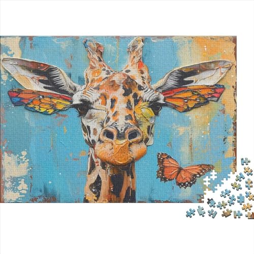 Bunte Giraffe 300 Stück Holzpuzzles Familien-Puzzlespiel Niedliche Tiere Handgefertigte DIY-Anpassung Geburtstag Geschenke Familiendekorationen 300pcs (40x28cm) von YAMABAIHUO