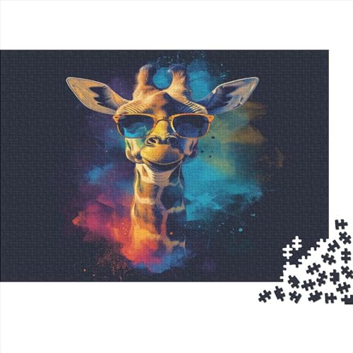 Bunte Giraffe 300 Stück Holzpuzzles Geschicklichkeitsspiel Für Die Ganze Familie Niedliche Tiere Handgefertigte DIY-Anpassung Geburtstag Geschenke Familiendekorationen 300pcs (40x28cm) von YAMABAIHUO