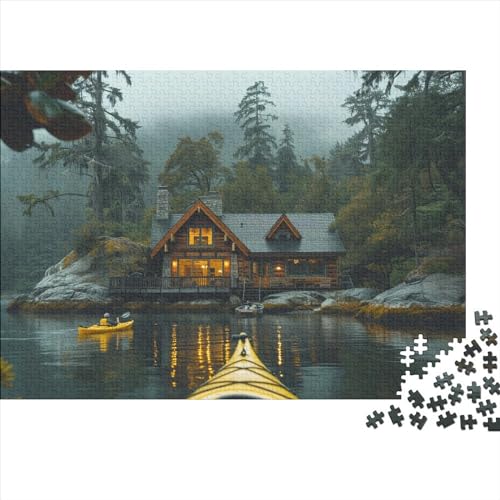 Canoe Lake 1000 Stück Holzpuzzles Generation Als Herausforderndes Eine komfortable Kabine Handgefertigte DIY-Anpassung Geburtstag Geschenke Familiendekorationen 1000pcs (75x50cm) von YAMABAIHUO