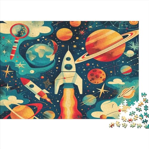 Cartoon Raketenplaneten 1000 Stück Holzpuzzles Generation Als Herausforderndes Kosmischer Planet Handgefertigte DIY-Anpassung Weihnachten Geschenke Familie Wanddekoration 1000pcs (75x50cm) von YAMABAIHUO