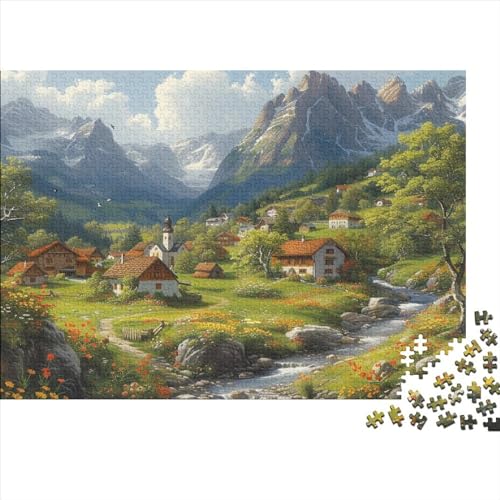 Dörfer im Hochgebirge 1000 Stück Holzpuzzles Familien-Puzzlespiel Schöne Landschaft Handgefertigte DIY-Anpassung Puzzle-Geschenk Familie Wanddekoration 1000pcs (75x50cm) von YAMABAIHUO