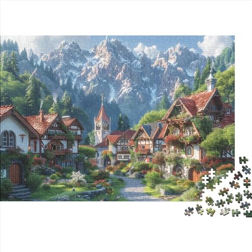 Dörfer im Hochgebirge 300 Stück Holzpuzzles Abbauen Familien Schöne Landschaft Handgefertigte DIY-Anpassung Puzzle-Geschenk Familie Wanddekoration 300pcs (40x28cm) von YAMABAIHUO