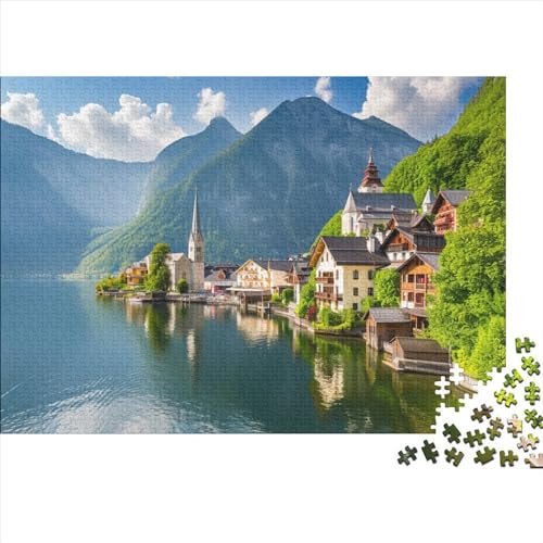 Dorf Hallstatt 1000 Stück Holzpuzzles Abbauen Familien Schöne Landschaft Handgefertigte DIY-Anpassung Geburtstag Geschenke Familiendekorationen 1000pcs (75x50cm) von YAMABAIHUO