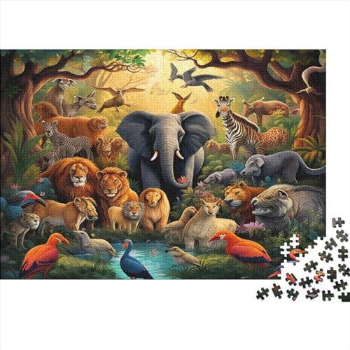 Dschungeltiere 1000 Stück Holzpuzzles Kniffel Spaß Für Die Ganze Familie Interessante Wildtiere Handgefertigte DIY-Anpassung Paar Liebhaber Geschenke Familie Wanddekoration 1000pcs (75x50cm) von YAMABAIHUO