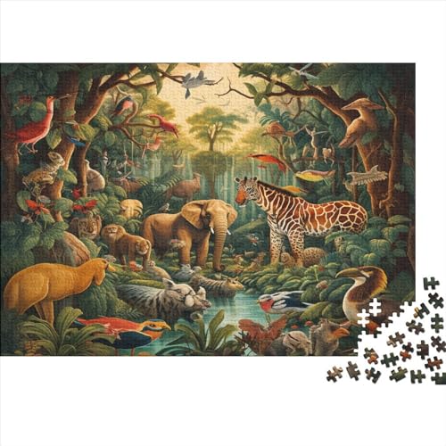 Dschungeltiere 1000 Stück Holzpuzzles Kniffel Spaß Für Die Ganze Familie Interessante Wildtiere Handgefertigte DIY-Anpassung Paar Liebhaber Geschenke Familie Wanddekoration 1000pcs (75x50cm) von YAMABAIHUO