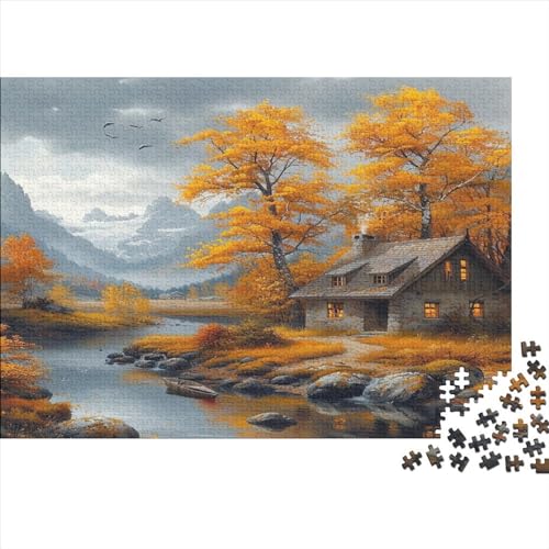 EIN Haus am Fluss 1000 Stück Holzpuzzles Stress Abbauen EIN Komfortables Haus Handgefertigte DIY-Anpassung Geburtstag Geschenke Familie Wanddekoration 1000pcs (75x50cm) von YAMABAIHUO