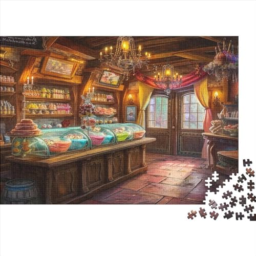 Eisdiele 500 Stück Holzpuzzles Stress Abbauen Süße Erinnerungen Handgefertigte DIY-Anpassung Paar Liebhaber Geschenke Familie Wanddekoration 500pcs (52x38cm) von YAMABAIHUO