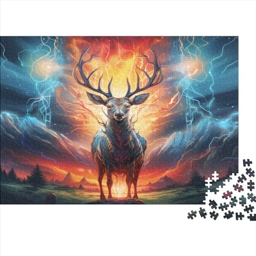 Elch 300 Stück Holzpuzzles Abbauen Familien Interessante Wildtiere Handgefertigte DIY-Anpassung Paar Liebhaber Geschenke Familie Wanddekoration 300pcs (40x28cm) von YAMABAIHUO