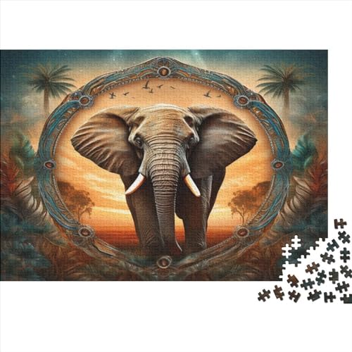 Elefant 1000 Stück Holzpuzzles Kniffel Spaß Für Die Ganze Familie Interessante Wildtiere Handgefertigte DIY-Anpassung Puzzle-Geschenk Familie Wanddekoration 1000pcs (75x50cm) von YAMABAIHUO