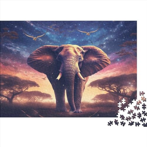 Elefant 300 Stück Holzpuzzles Generation Als Herausforderndes Interessante Wildtiere Handgefertigte DIY-Anpassung Weihnachten Geschenke Familie Wanddekoration 300pcs (40x28cm) von YAMABAIHUO