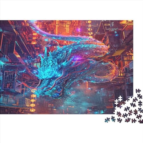 Fliegender Drache 500 Stück Holzpuzzles Puzzlespiele Für Erwachsene Göttliches Biest Handgefertigte DIY-Anpassung Puzzle-Geschenk Familie Wanddekoration 500pcs (52x38cm) von YAMABAIHUO