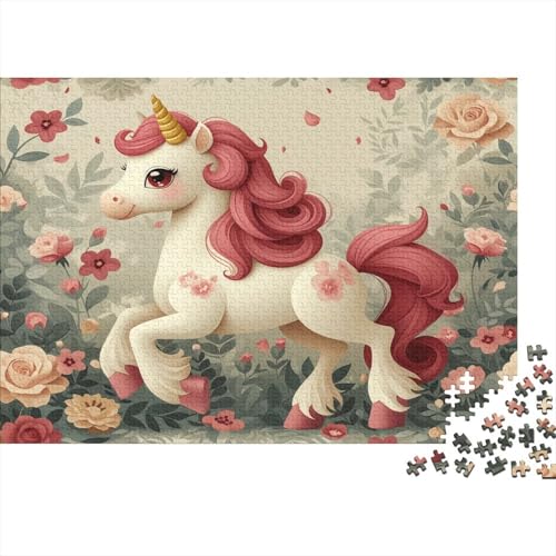 Flower Cartoon Pferd 1000 Stück Holzpuzzles Generation Als Herausforderndes Niedliche Tiere Handgefertigte DIY-Anpassung Puzzle-Geschenk Familiendekorationen 1000pcs (75x50cm) von YAMABAIHUO