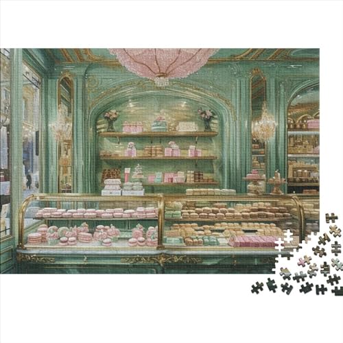 Französische Konditorei Macaron Store in Paris 300 Stück Holzpuzzles Puzzlespiele Für Erwachsene Süße Erinnerungen Handgefertigte DIY-Anpassung Puzzle-Geschenk Familiendekorationen 300pcs (40x28cm) von YAMABAIHUO