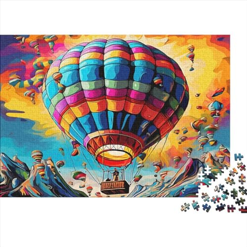 Heißluftballon 300 Stück Holzpuzzles Kniffel Spaß Für Die Ganze Familie Schöne Landschaft Handgefertigte DIY-Anpassung Puzzle-Geschenk Familiendekorationen 300pcs (40x28cm) von YAMABAIHUO