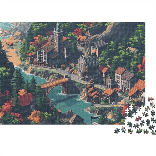 Küstenstadt 1000 Stück Holzpuzzles Geschicklichkeitsspiel Für Die Ganze Familie En Vellykket von Handgefertigte DIY-Anpassung Puzzle-Geschenk Familie Wanddekoration 1000pcs (75x50cm) von YAMABAIHUO