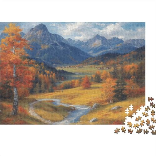 Landschaft Herbst Fall in den Bergen 1000 Stück Holzpuzzles Generation Als Herausforderndes Naturlandschaft Handgefertigte DIY-Anpassung Geburtstag Geschenke Familie Wanddekoration 1000pcs (75x50c von YAMABAIHUO