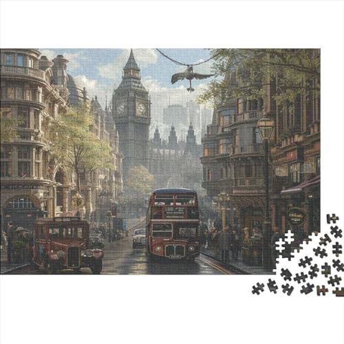 London Wagen 1000 Stück Holzpuzzles Abbauen Familien Eine wohlhabende Stadt Handgefertigte DIY-Anpassung Paar Liebhaber Geschenke Familie Wanddekoration 1000pcs (75x50cm) von YAMABAIHUO