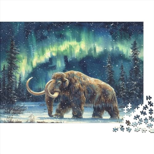 Mammut 300 Stück Holzpuzzles Abbauen Familien Interessante Wildtiere Under Aurora Handgefertigte DIY-Anpassung Paar Liebhaber Geschenke Familie Wanddekoration 300pcs (40x28cm) von YAMABAIHUO